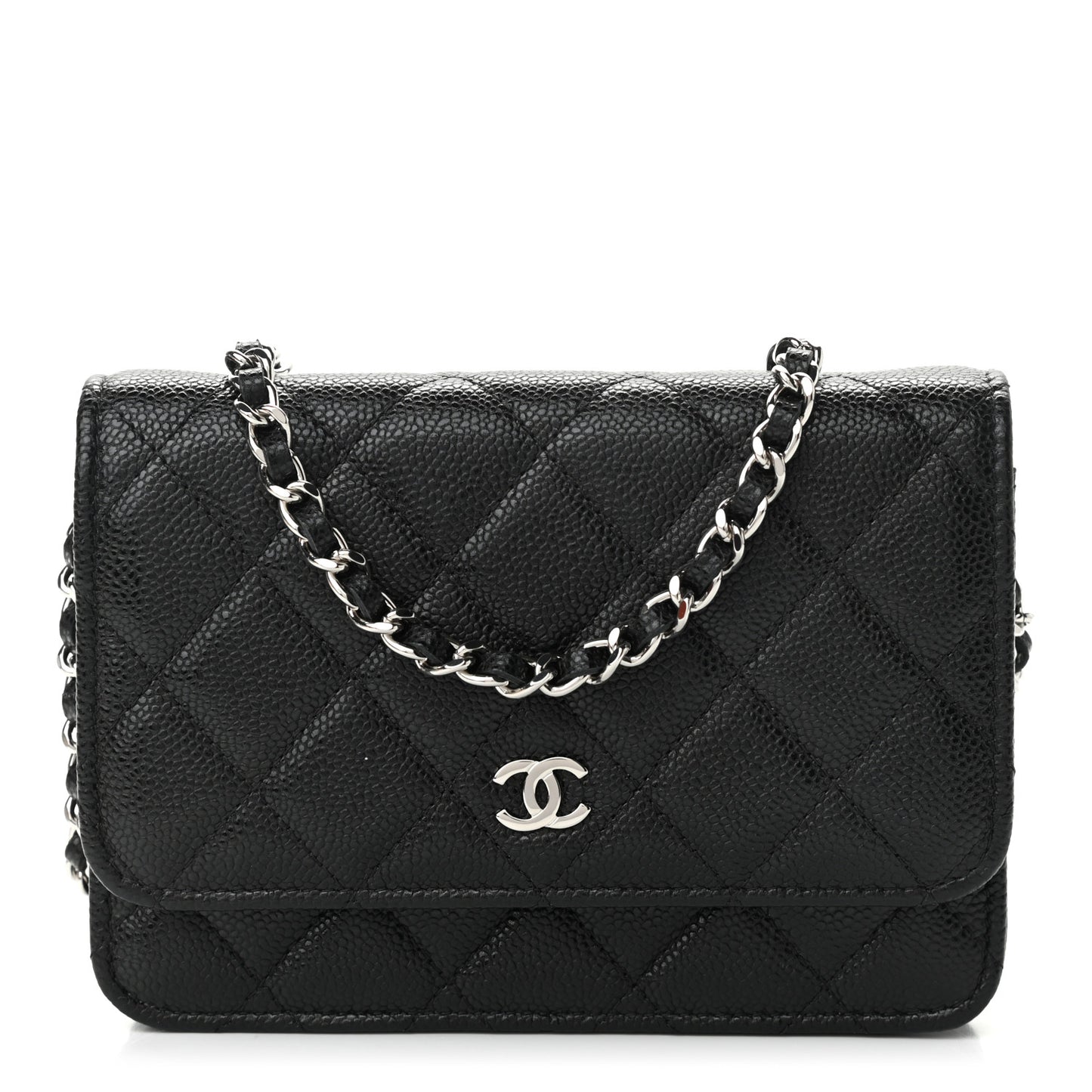 Caviar Quilted Mini Wallet On Chain WOC Black