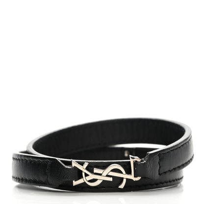 Saint Laurent Calfskin Double Wrap Bracelet Black 3 of 5