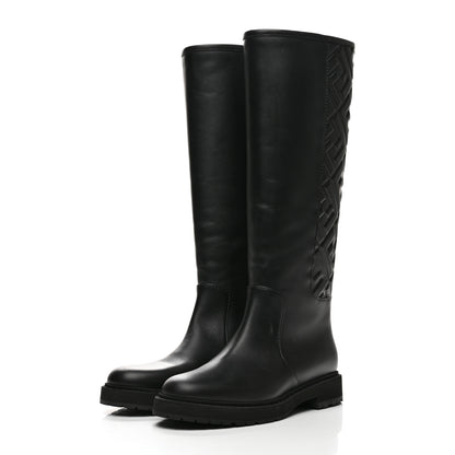 Fendi Vitello Nappa FF Embossed Tall Boots 37 Black 3 of 8