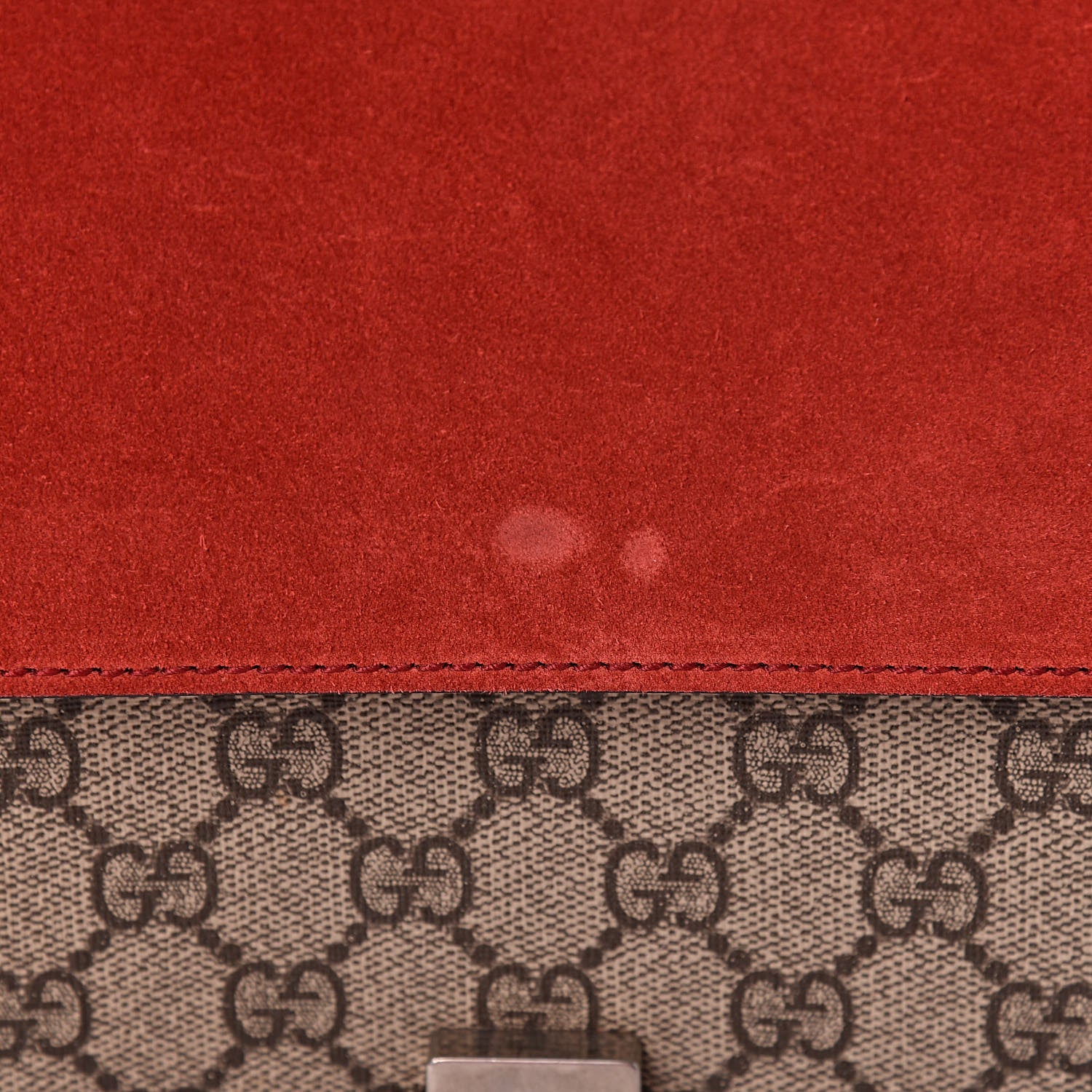 Gucci GG Supreme Monogram Suede Cudu Medium Dionysus Shoulder Bag Beige Ebony Vulcanic Red 13 of 13