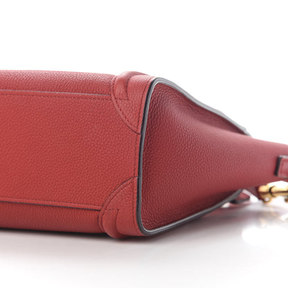 Celine Drummed Calfskin Nano Luggage Red 8 of 11