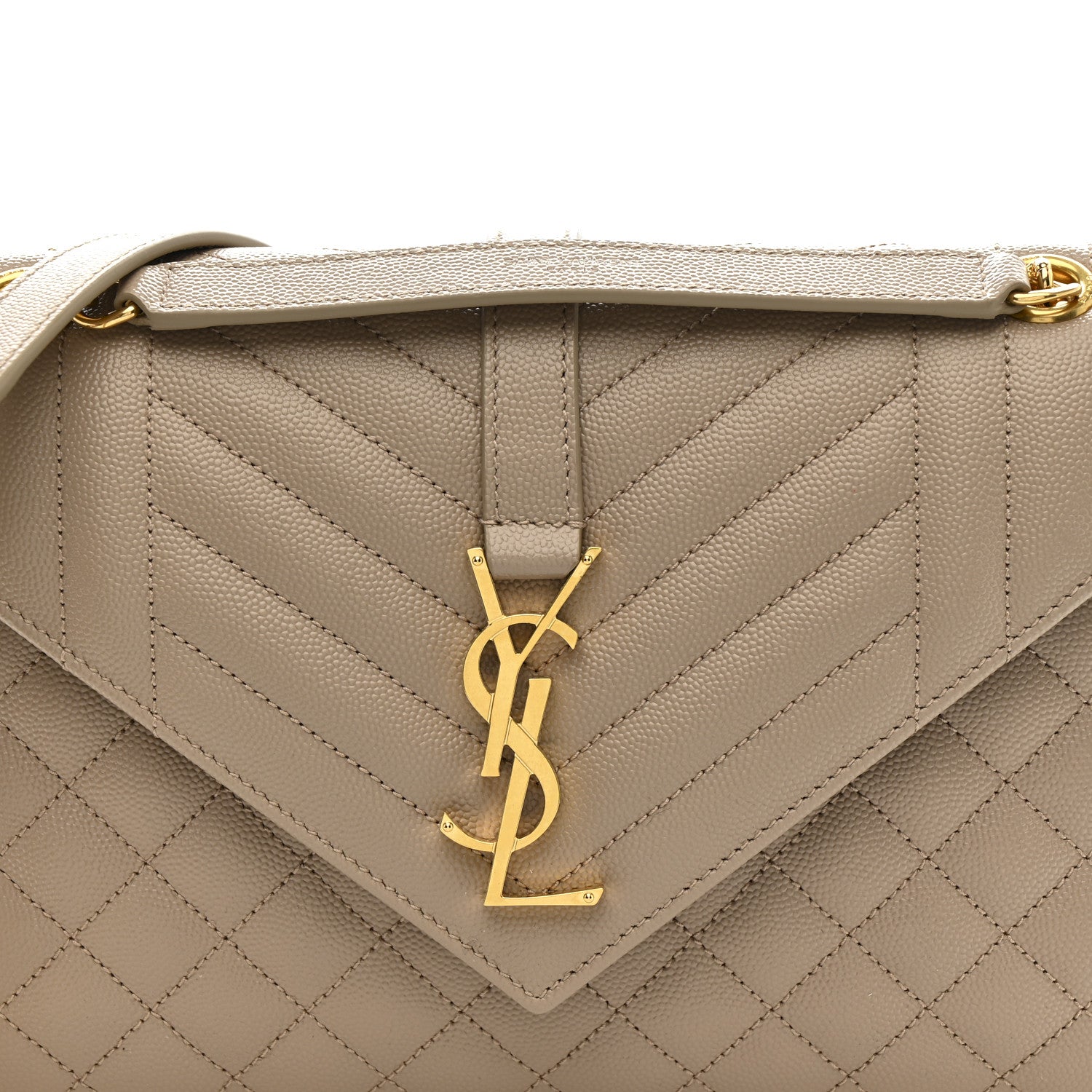 Saint Laurent Grain De Poudre Textured Mixed Matelasse Medium Triquilt Monogram Satchel Dark Beige 8 of 11