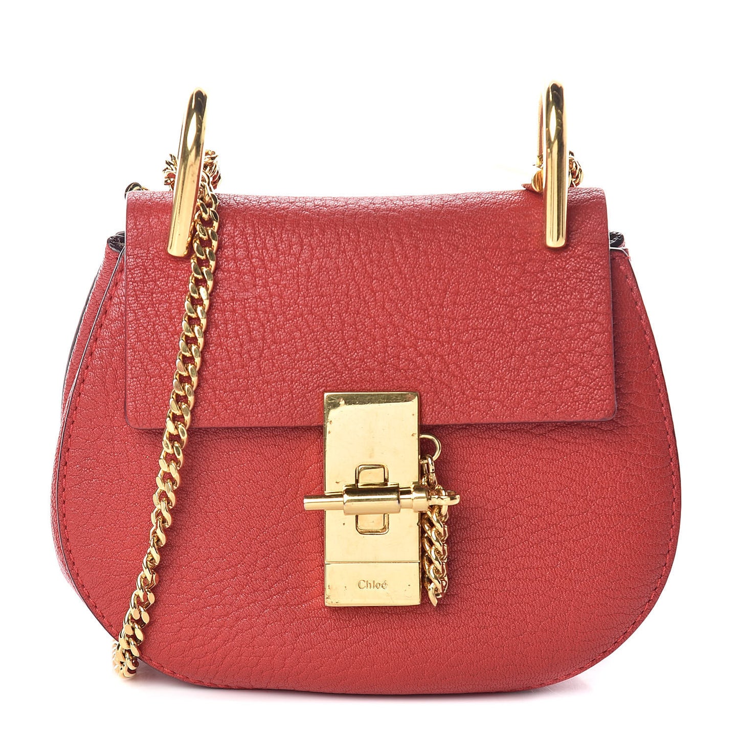 Grained Lambskin Nano Drew Shoulder Bag Plaid Red