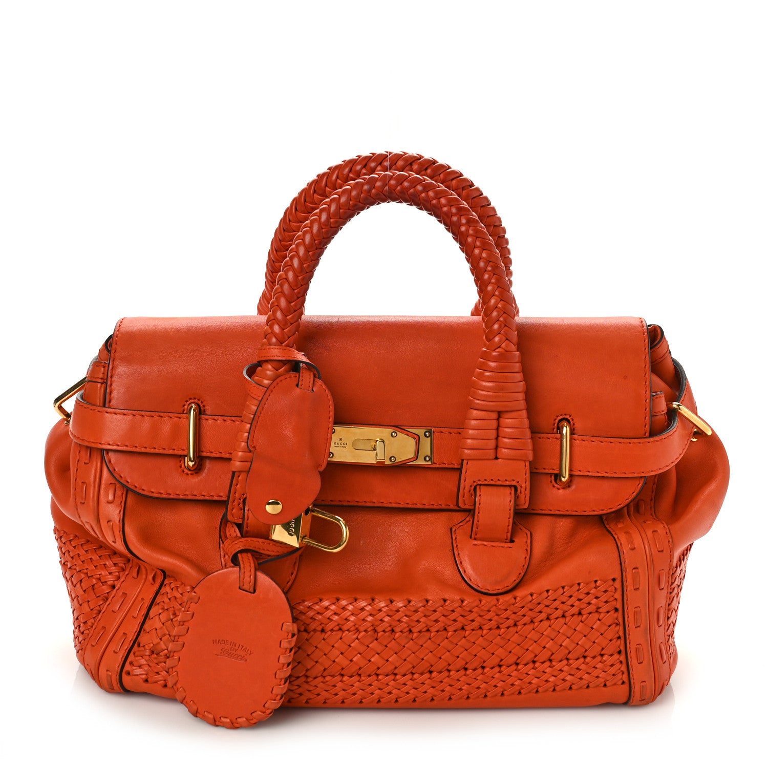 Gucci Calfskin Handmade Medium Top Handle Bag Orange 1 of 18