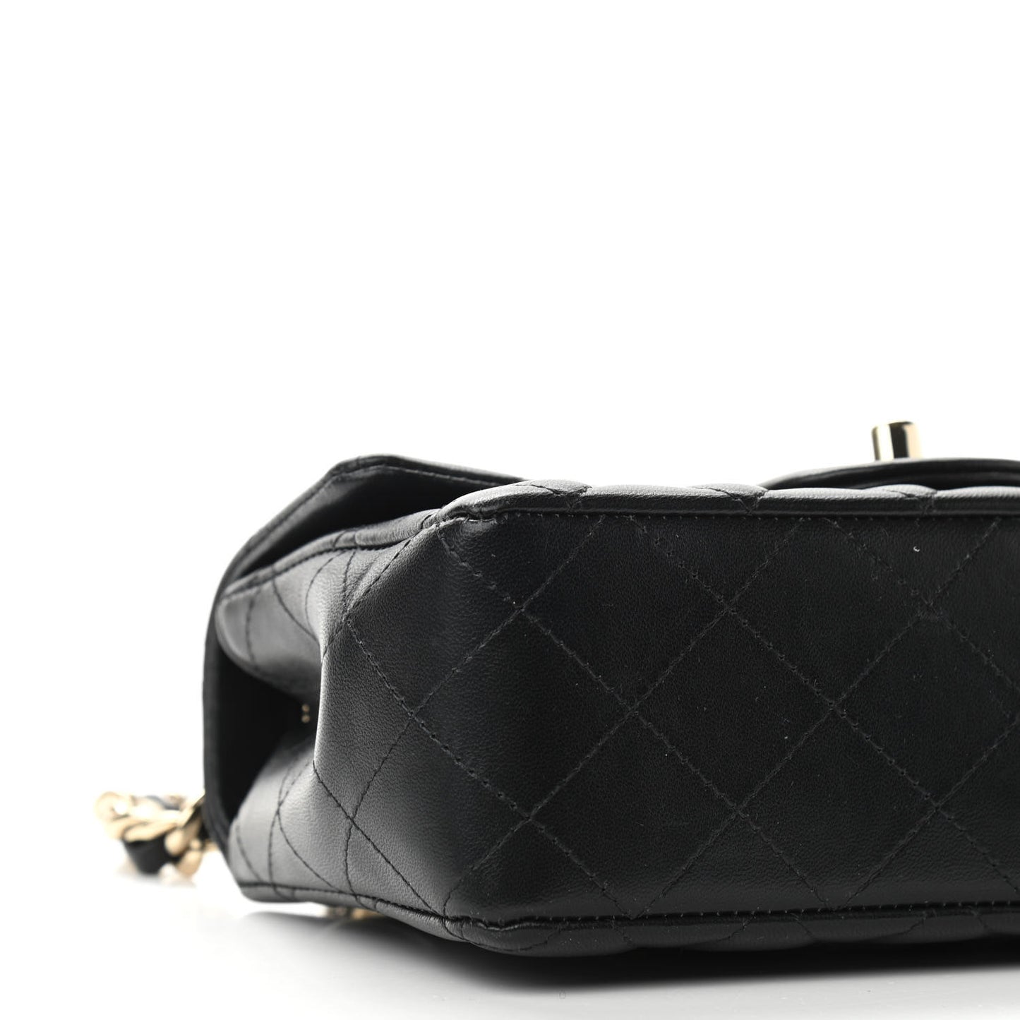 Lambskin Quilted Mini Coco Charms Rectangular Flap Black
