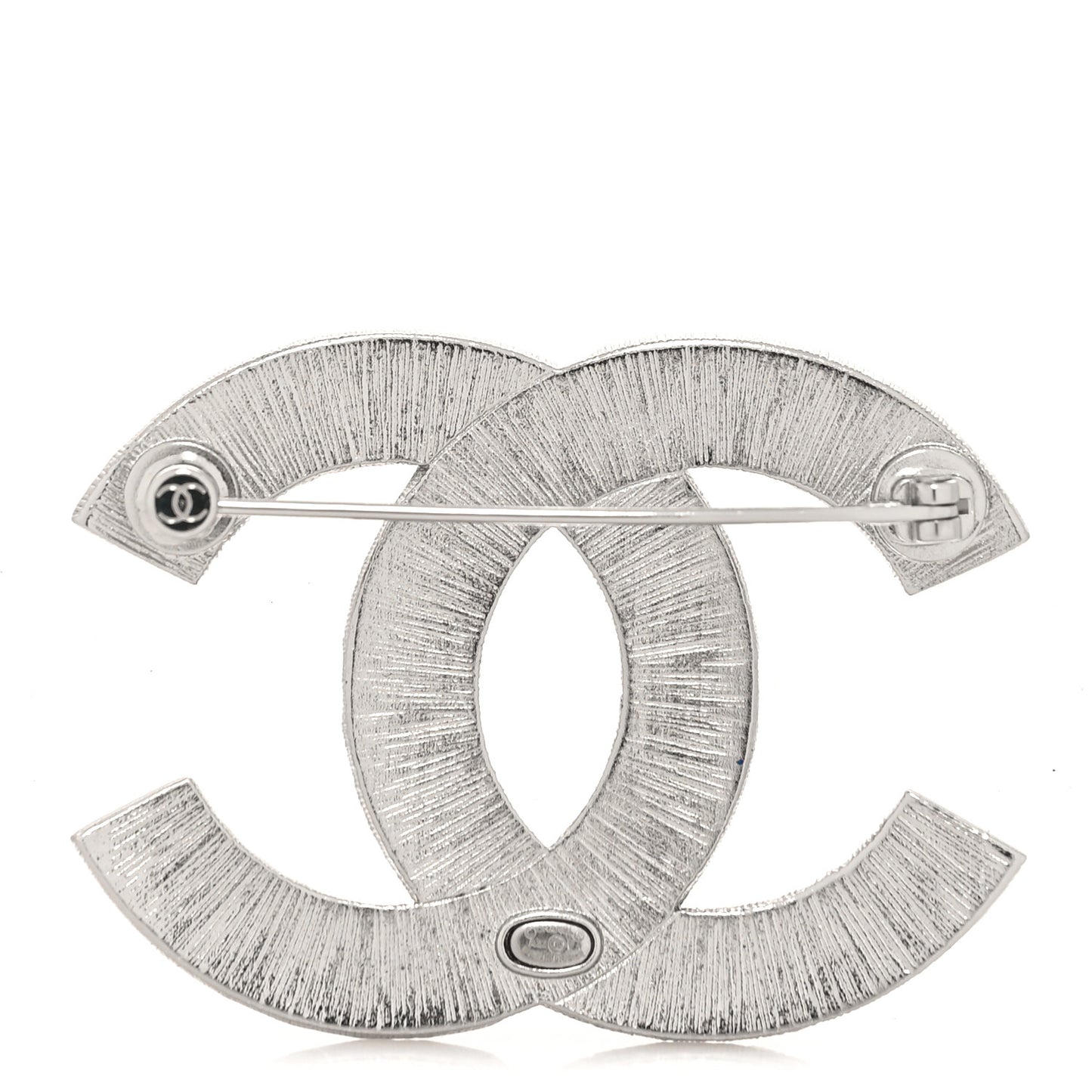 Baguette Crystal CC Brooch Silver