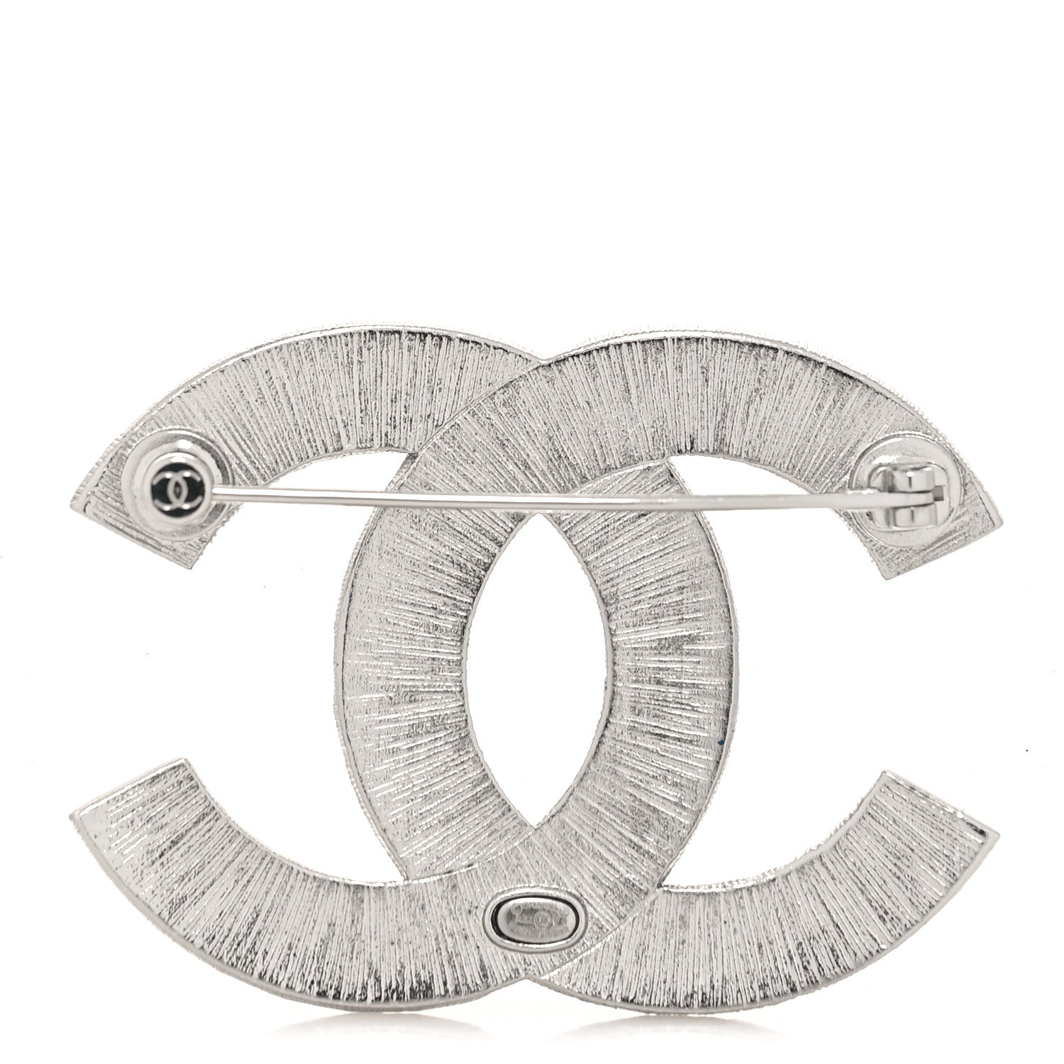 Chanel Baguette Crystal CC Brooch Silver 3 of 4