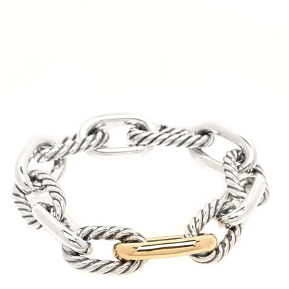 David Yurman Sterling Silver 18K Yellow Gold 13.5mm Large Madison Cable Link Bracelet 1 of 5
