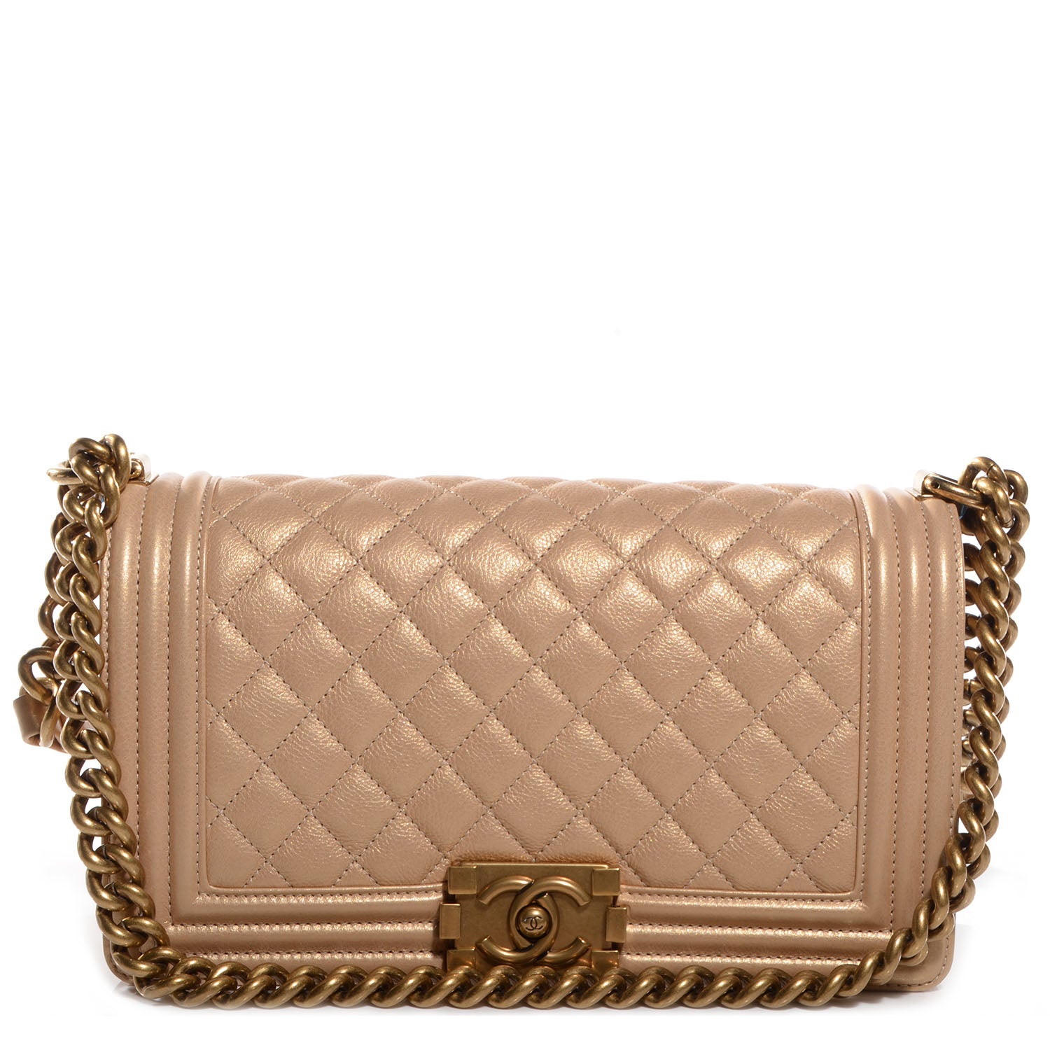 Chanel Pearl Calfskin Medium Boy Flap Gold 1 of 9