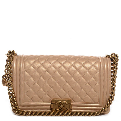Chanel Pearl Calfskin Medium Boy Flap Gold 1 of 9