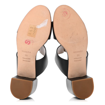 Hermes Calfskin Ostia Sandals 39 Black 4 of 4