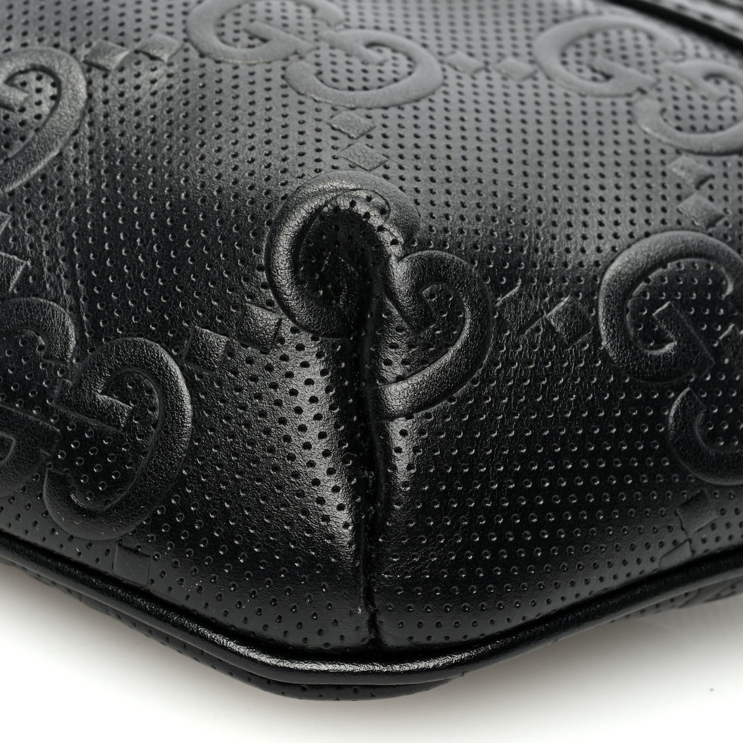 Calfskin GG Tennis Embossed Belt Bag Black