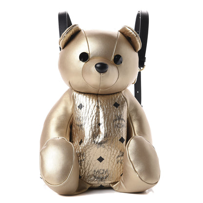 MCM Calfskin Visetos Bear Zoo Doll Backpack Gold 1 of 8