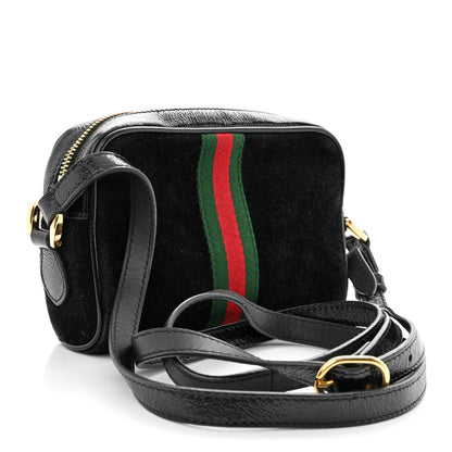 Gucci Suede Patent Web Mini Ophidia Shoulder Bag Black 3 of 14