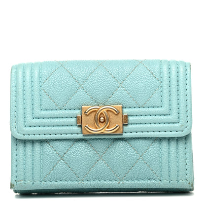Chanel Caviar Quilted Small Boy Flap Wallet Light Blue 1 of 8