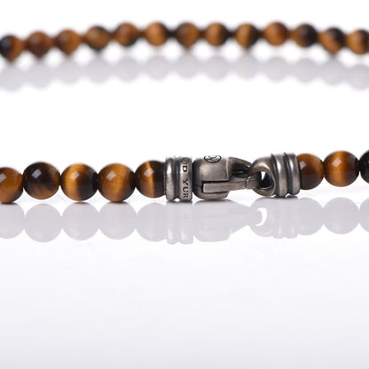 David Yurman Sterling Silver Tigers Eye 5mm Spiritual Beads Necklace 4 of 6