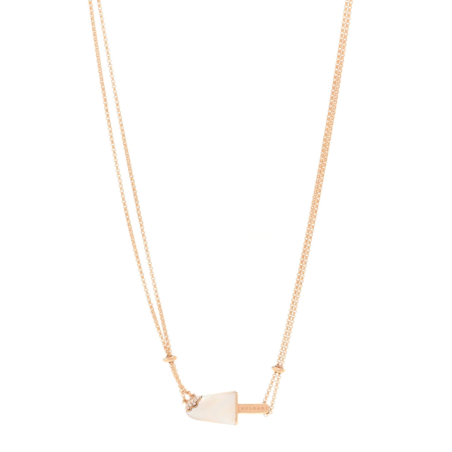 Bulgari 18K Rose Gold Diamond Mother of Pearl Gelati Necklace 1 of 5