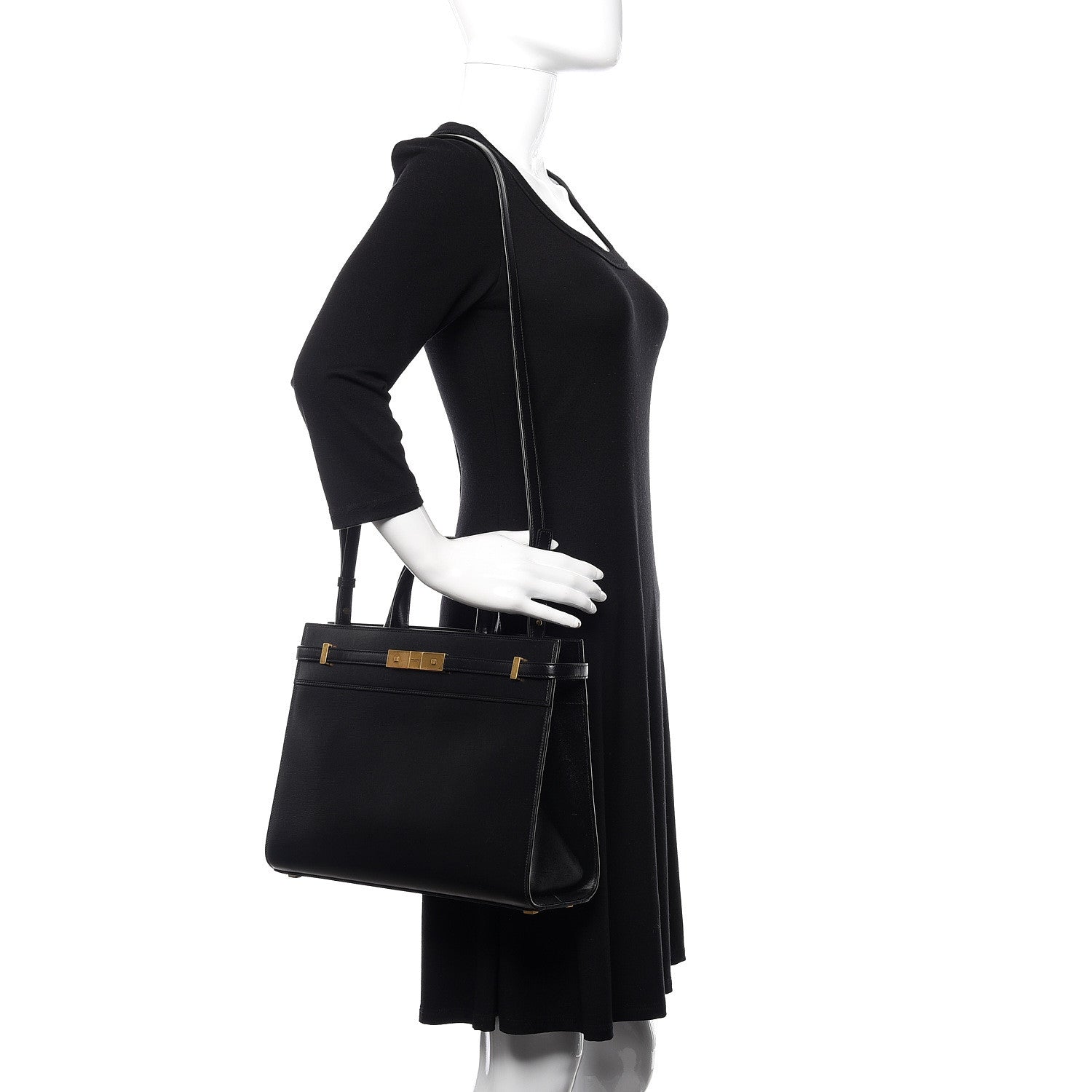 Saint Laurent Calfskin Small Manhattan Shopper Tote Black 2 of 10