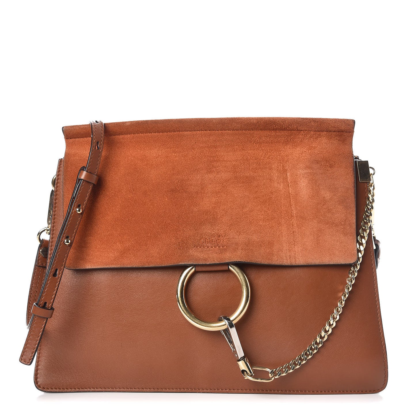 Suede Calfskin Medium Faye Shoulder Bag Tobacco