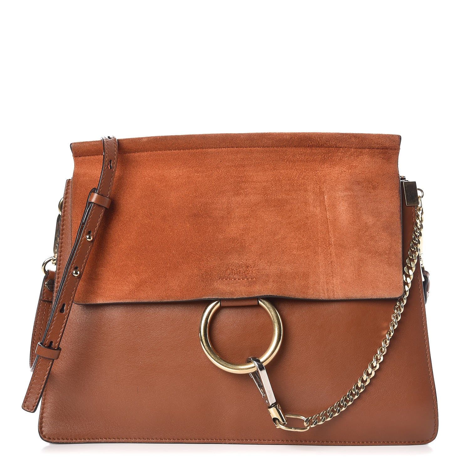 Chloe Suede Calfskin Medium Faye Shoulder Bag Tobacco 1 of 7
