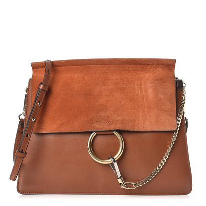 Chloe Suede Calfskin Medium Faye Shoulder Bag Tobacco 1 of 7