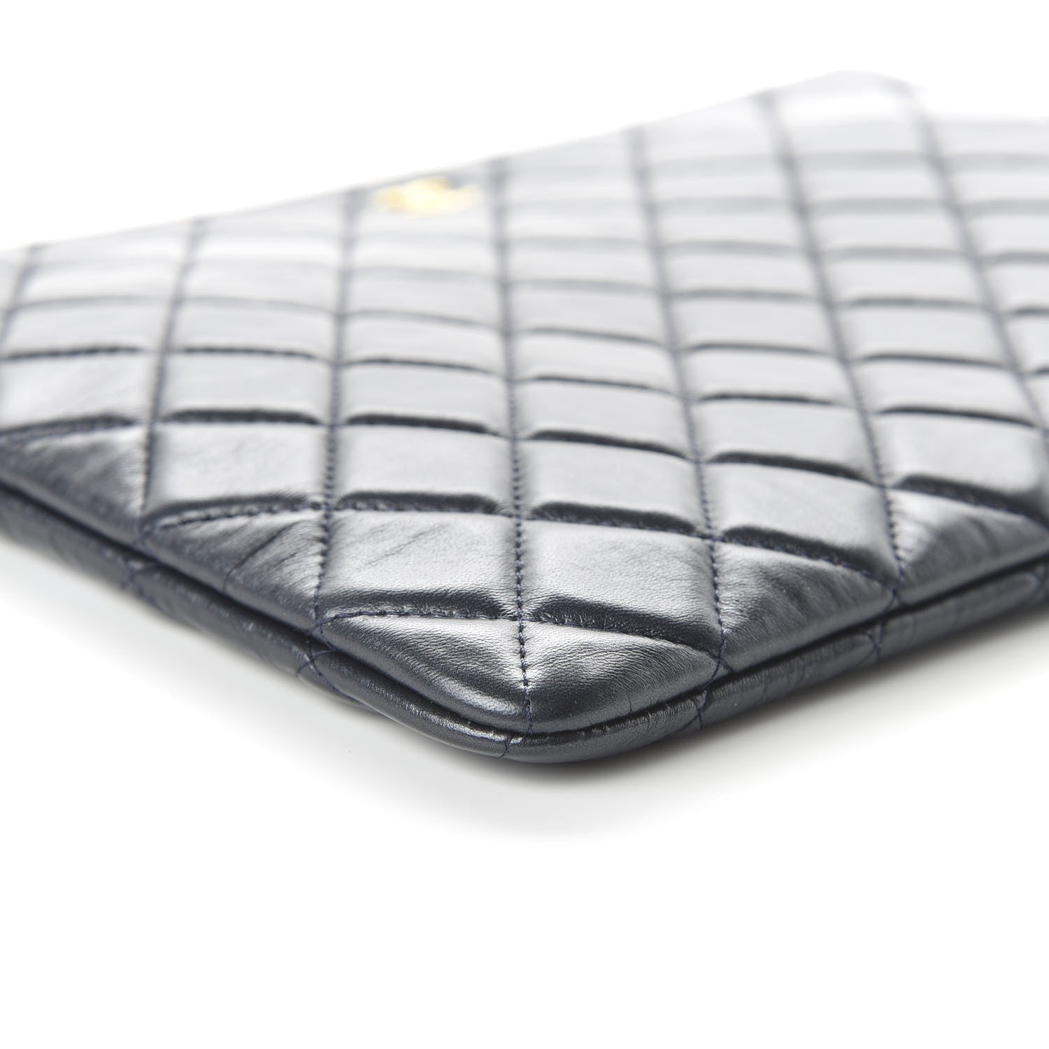 Chanel Lambskin Quilted Pearl Crush Medium Cosmetic Case Dark Blue 6 of 12