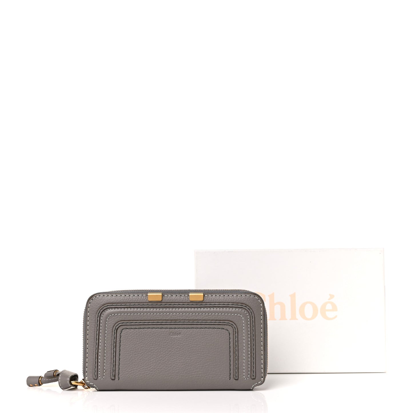Calfskin Marcie Long Zip Around Wallet Cashmere Grey