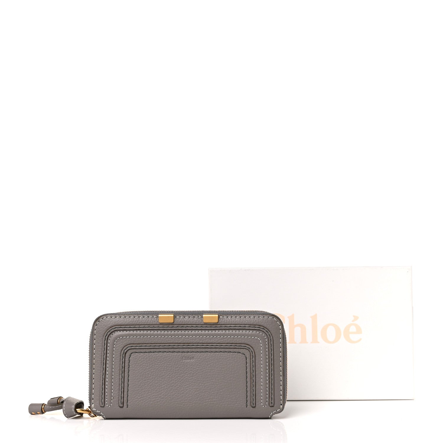 Chloe Calfskin Marcie Long Zip Around Wallet Cashmere Grey 10 of 10