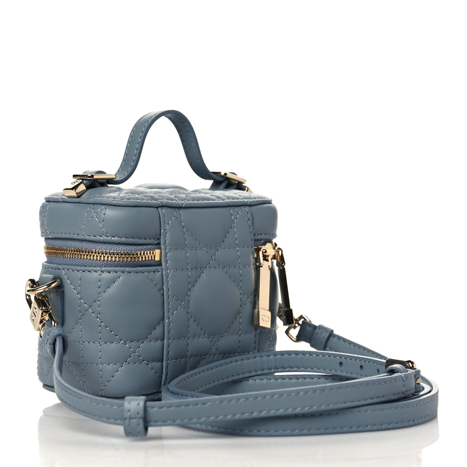 Christian Dior Lambskin Cannage Micro Lady Dior Vanity Case Cloud Blue 3 of 10