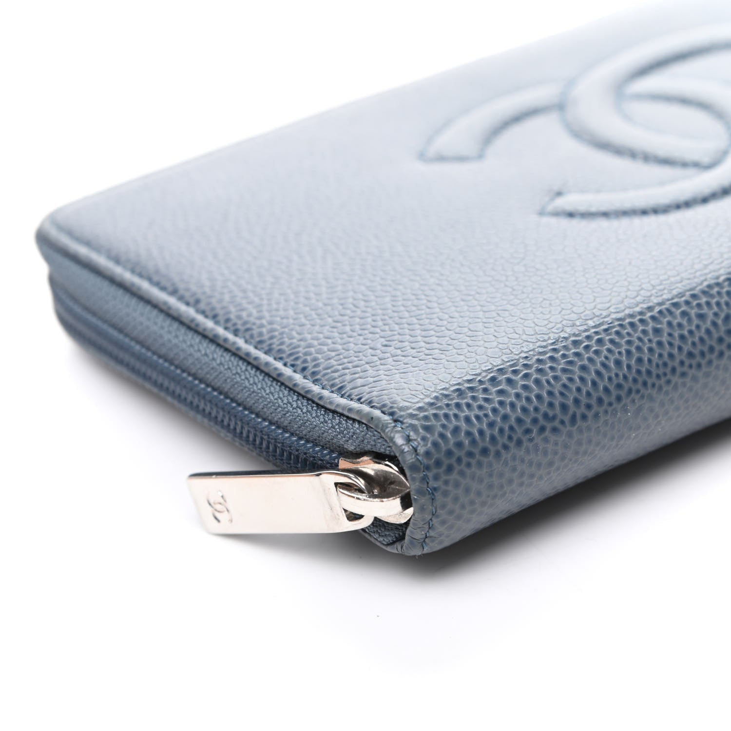 Chanel Caviar Large CC Timeless Zip Around Organizer Wallet Blue 9 of 11