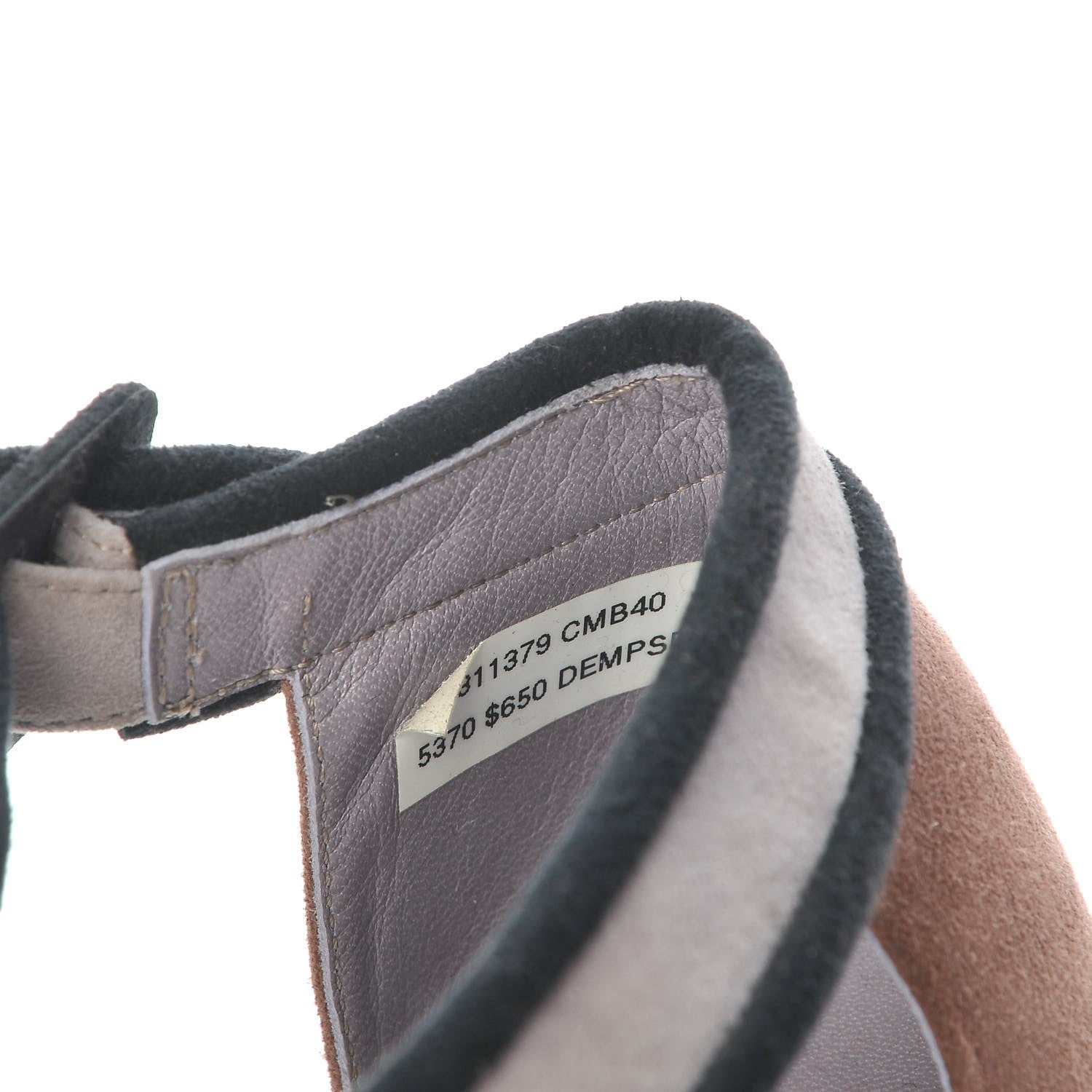 Gucci Suede Dempsey Contrast Ankle Strap Sandals 37.5 Gray 10 of 20