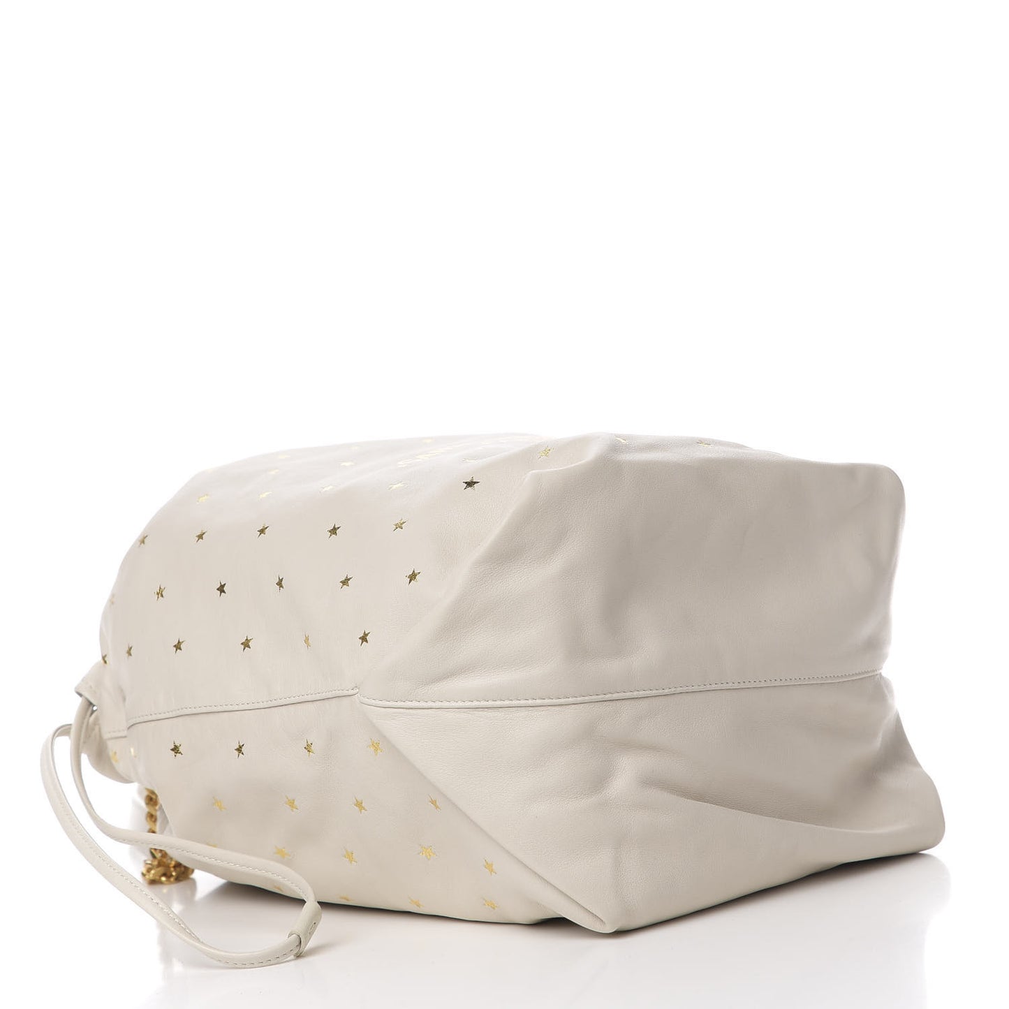 Lambskin Star Printed Teddy Drawstring Bag White