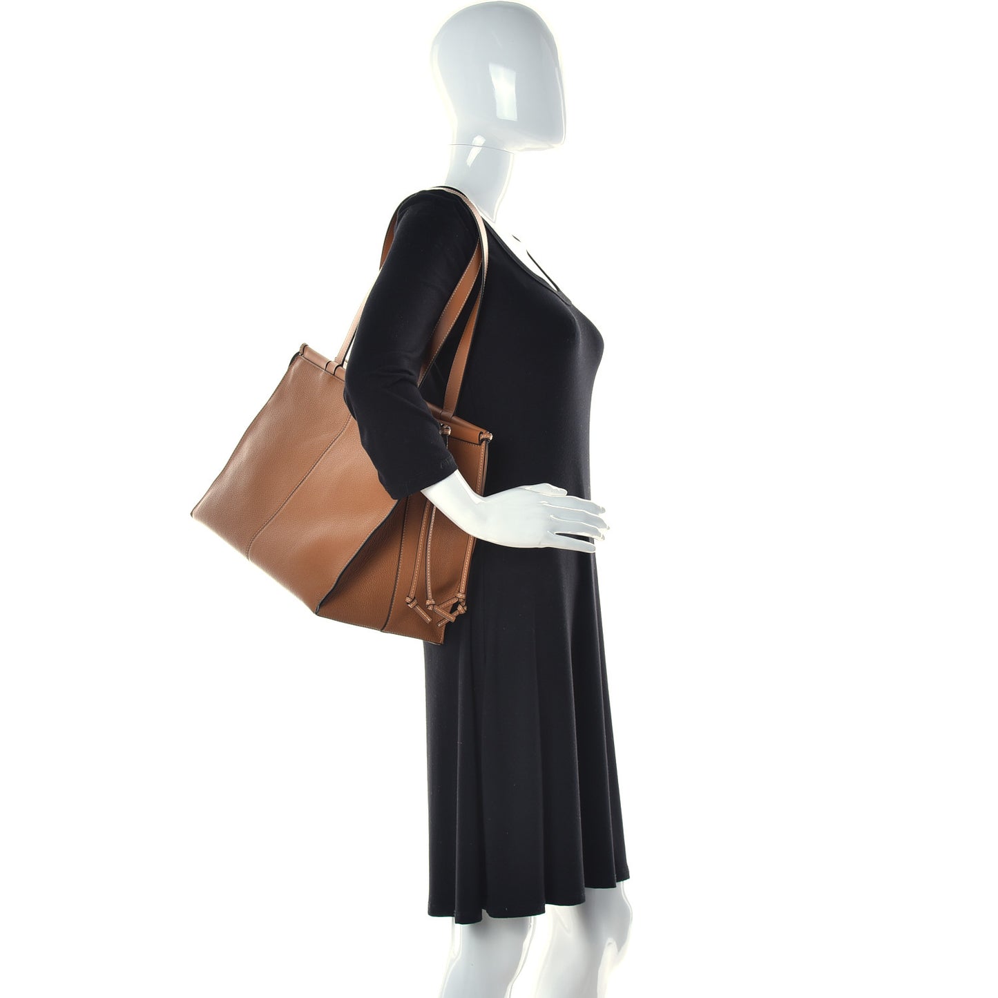 Grained Calfskin Cushion Tote Tan