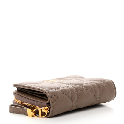Christian Dior Grained Calfskin Supple Cannage Caro Scarlet Zipped Wallet Rose Des Vents 4 of 8