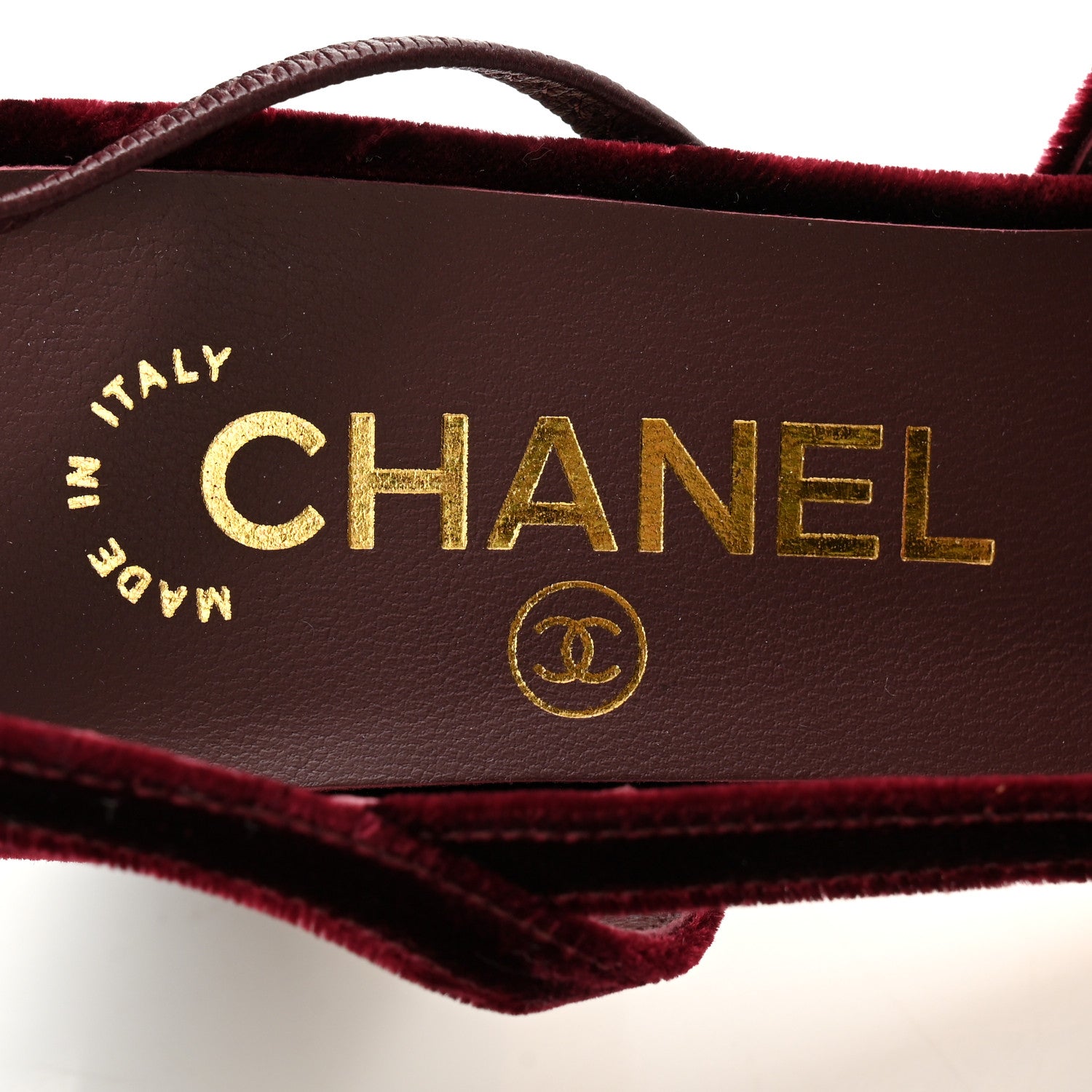 Chanel Velvet Grosgrain Cap Toe CC Slingback Pumps 37 Burgundy Black 6 of 9