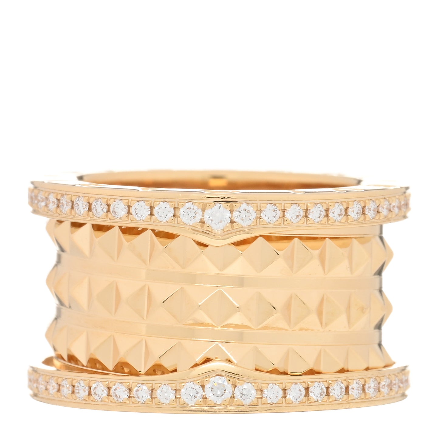 18K Yellow Gold Diamond B.Zero1 Rock Four-Band Pave Ring 50 5.25