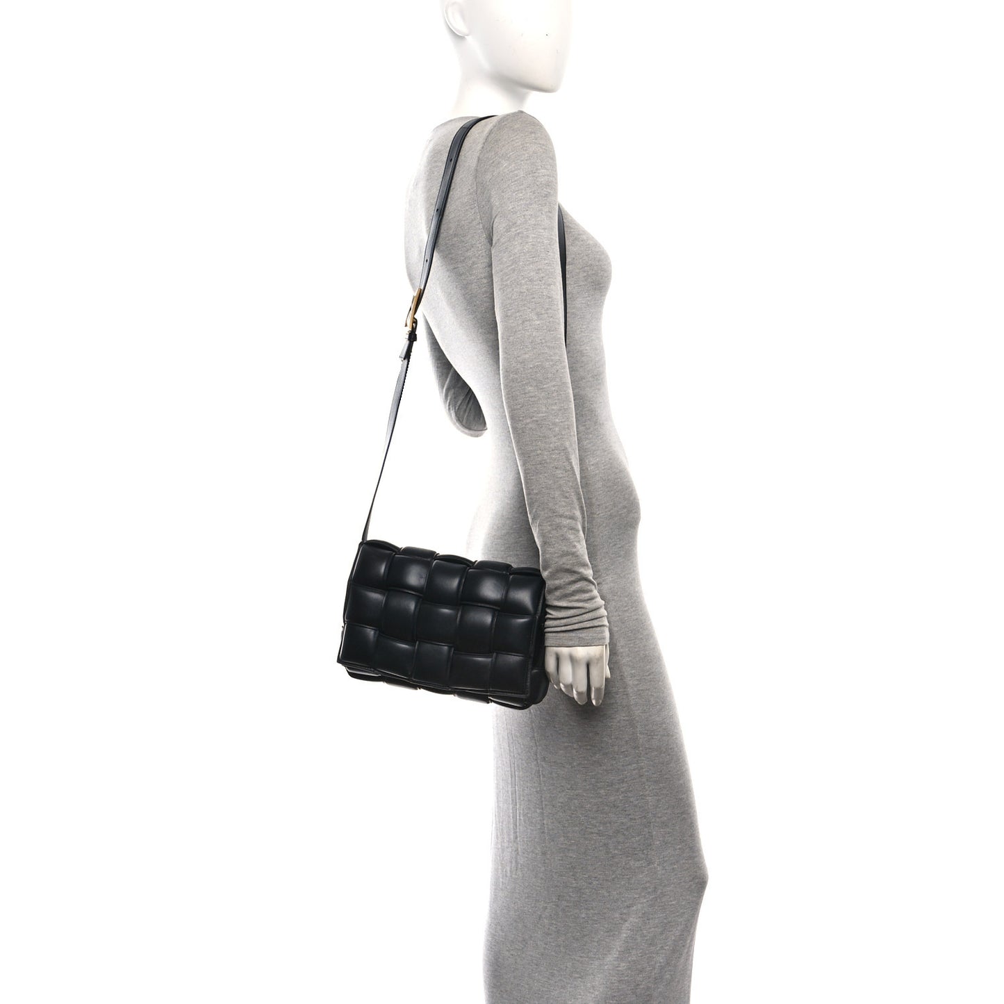Nappa Maxi Intreccio Padded Cassette Crossbody Bag Black Black