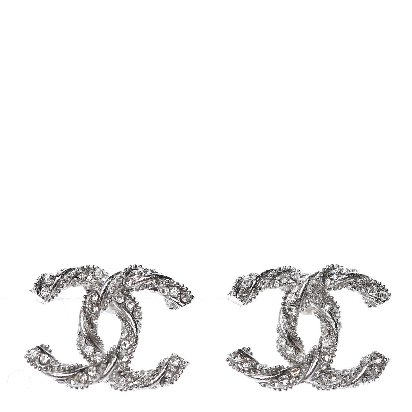 Crystal CC Twisted Earrings Silver
