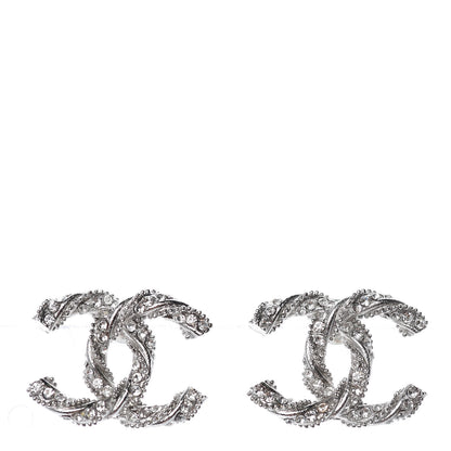 Chanel Crystal CC Twisted Earrings Silver 1 of 4