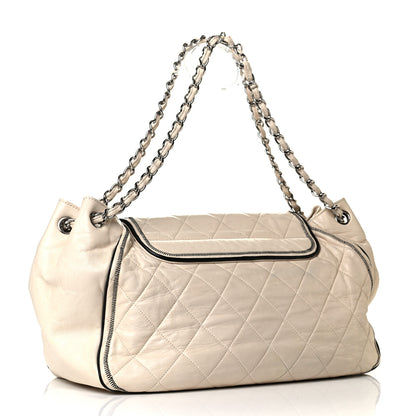 Chanel Lambskin Quilted Large East West Accordion Flap Ivory 2 of 7