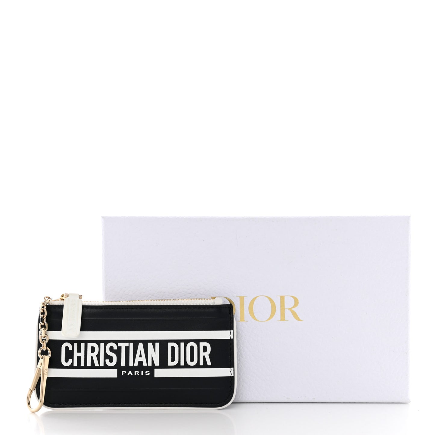 Calfskin Vibe Zip Key Wallet Blue White