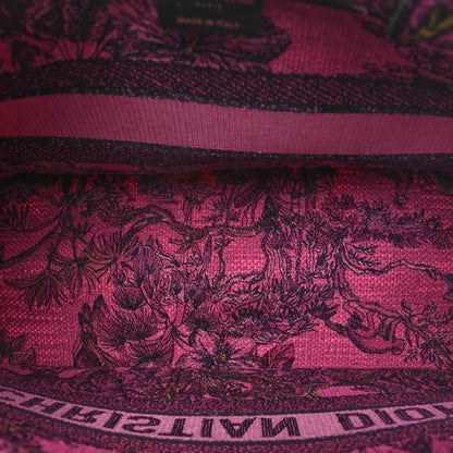 Christian Dior Canvas Embroidered Medium Toile de Jouy Voyage Book Tote Fuchsia Multicolor 5 of 9
