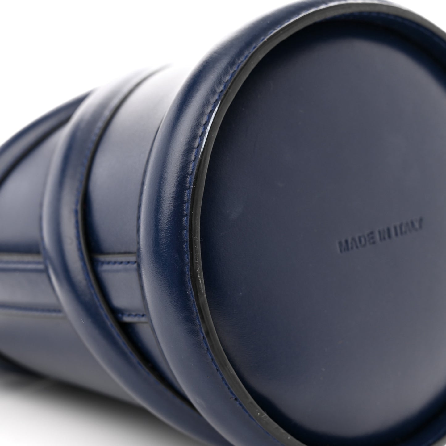 Calfskin Curve Bucket Bag Navy