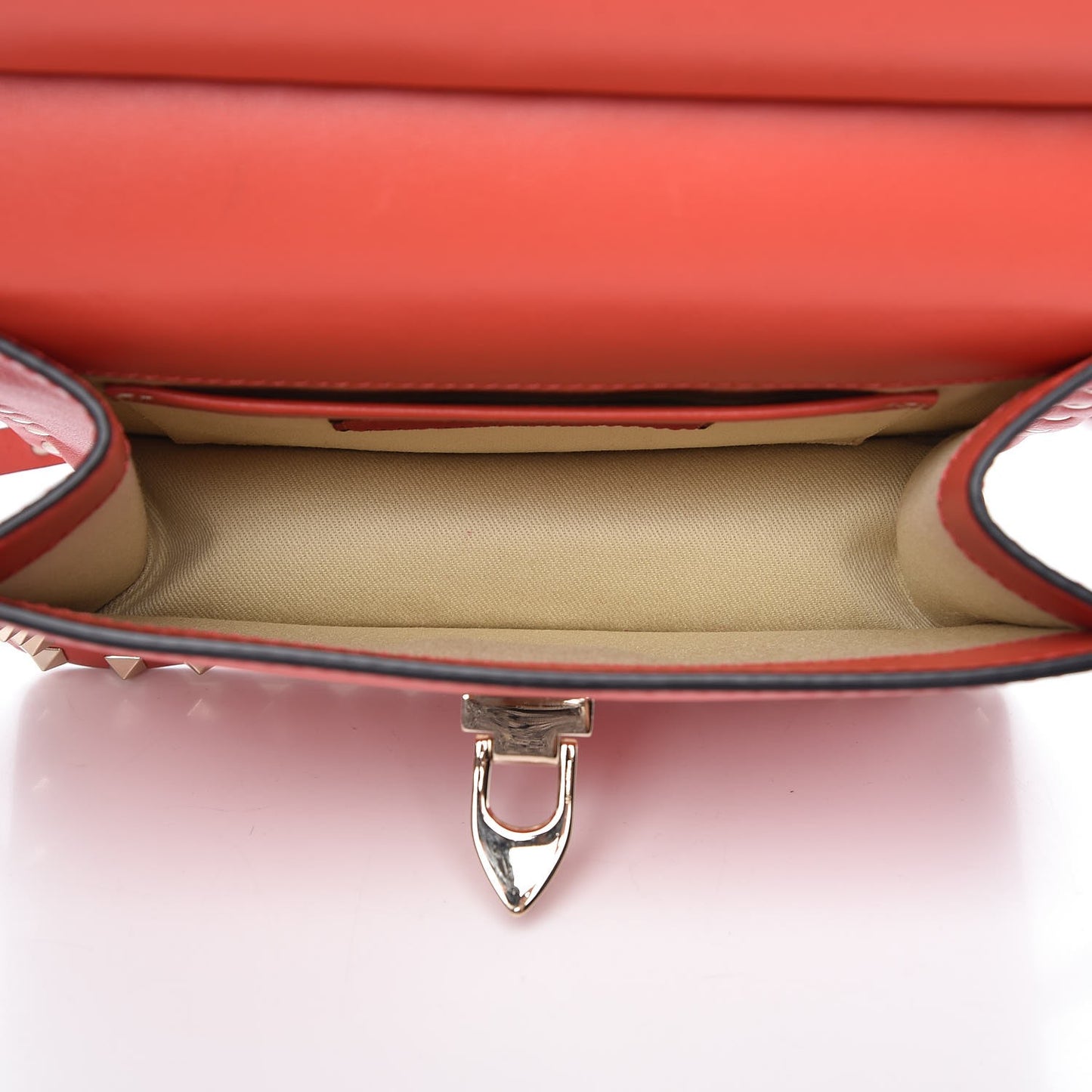 Calfskin Rockstud Crossbody Messenger Bag Deep Coral