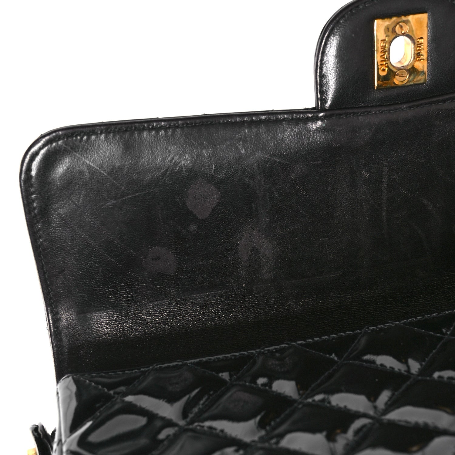 Chanel Patent Quilted Double Sided Shoulder Flap Bag Black 13 of 13