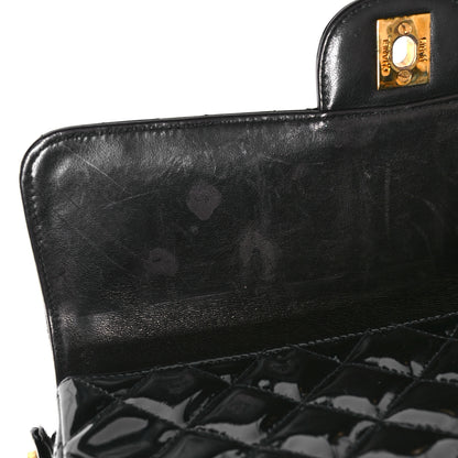 Chanel Patent Quilted Double Sided Shoulder Flap Bag Black 13 of 13