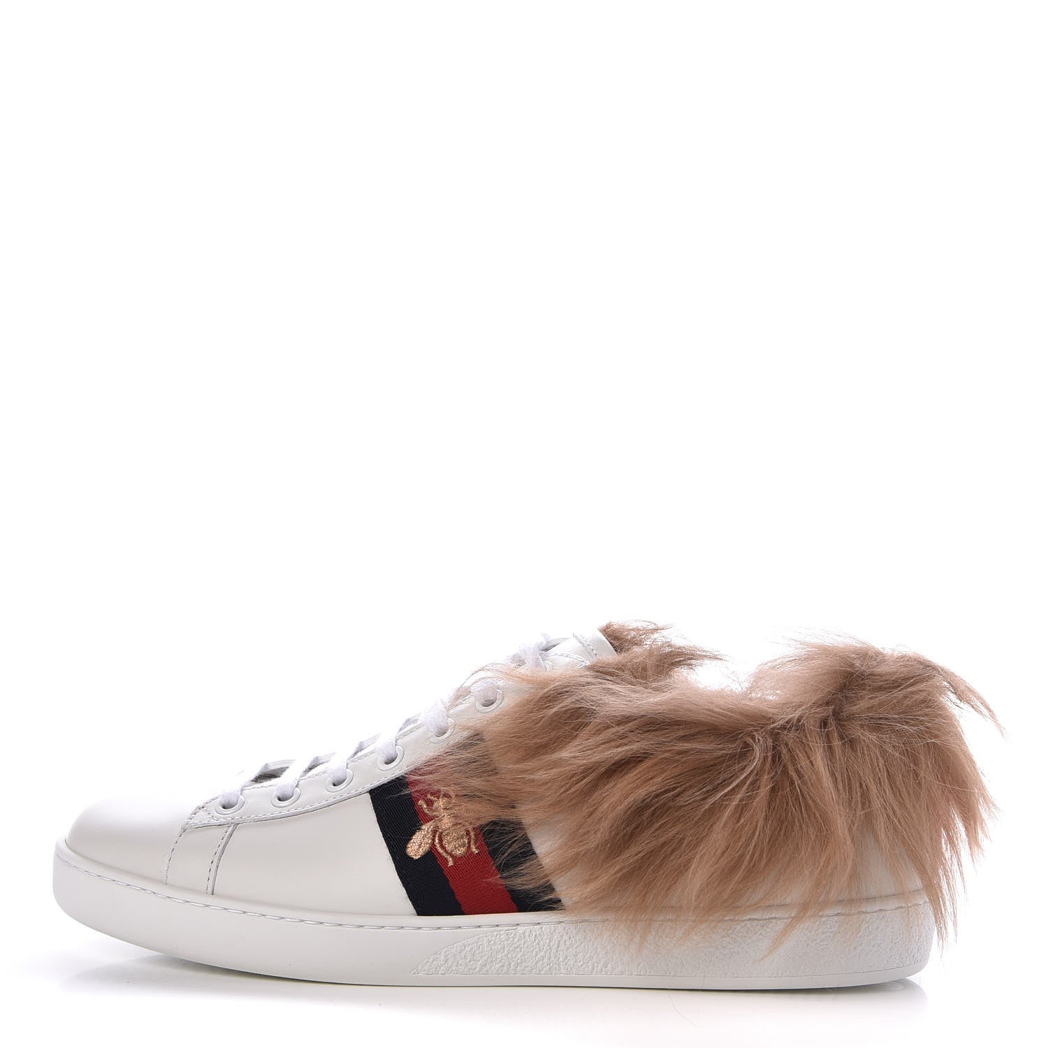 Gucci Calfskin Wool Web Bee Embroidered Womens Ace Sneakers 39 White 1 of 7