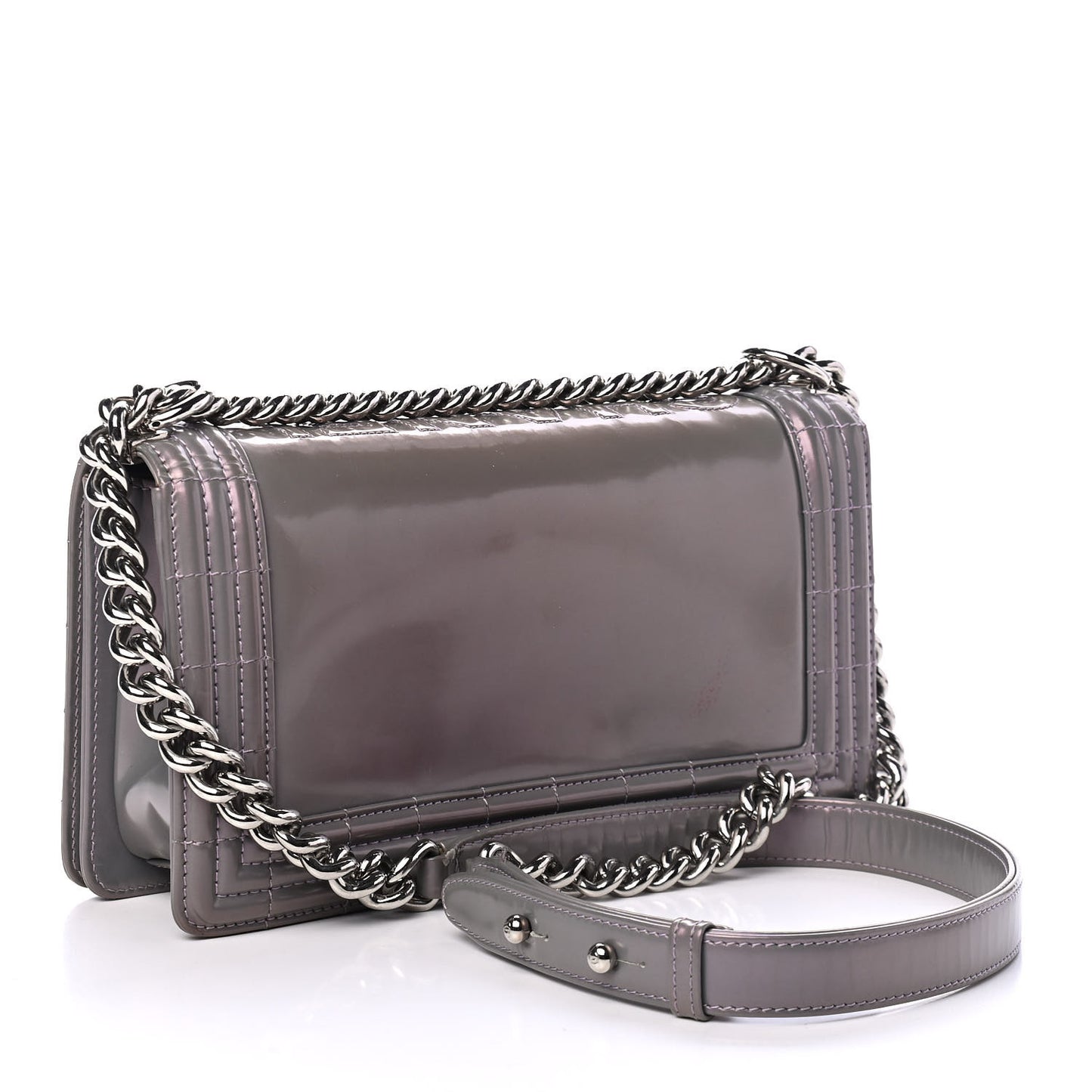 Iridescent Glazed Calfskin Medium Boy Flap Light Purple