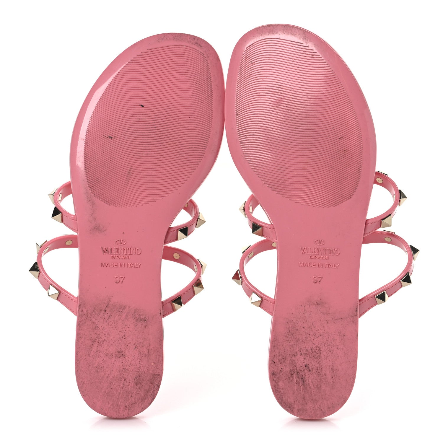 Valentino Garavani PVC Jelly Rockstud Caged Flat Thong Sandals 37 Dawn Pink 6 of 8