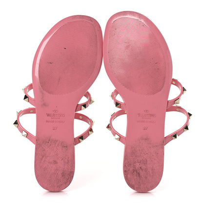 Valentino Garavani PVC Jelly Rockstud Caged Flat Thong Sandals 37 Dawn Pink 6 of 8